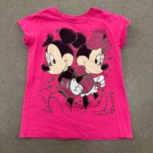 Disney Pink Mickey & Minnie Mouse Short Sleeve Tee Size 7/8